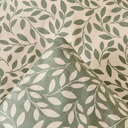 Soft Sylvara Çift Kişilik Nevresim Takımı - Ekru / Yeşil