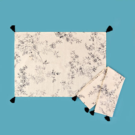 Evora 2'li Kurulama Bezi - Ekru / Siyah - 50x70 cm