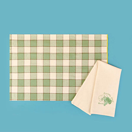 Toscana 2'li Kurulama Bezi - Ekru / Yeşil - 50x70 cm