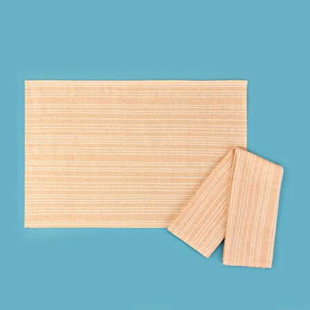 Kemi 2'li Kurulama Bezi - Ekru / Turuncu - 40x60 cm