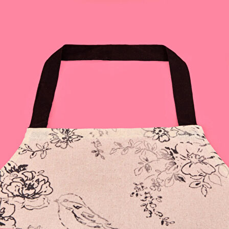 Evora Mutfak Önlüğü - Ekru / Siyah - 65x80 cm