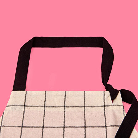 Trallies Mutfak Önlüğü - Ekru / Siyah - 65x80 cm