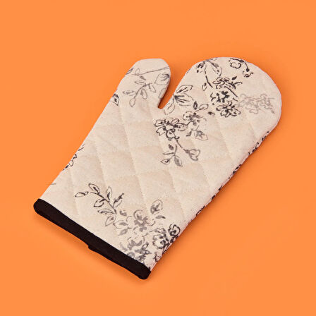 Evora Fırın Eldiveni - Ekru / Siyah - 17x30 cm