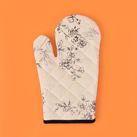 Evora Fırın Eldiveni - Ekru / Siyah - 17x30 cm