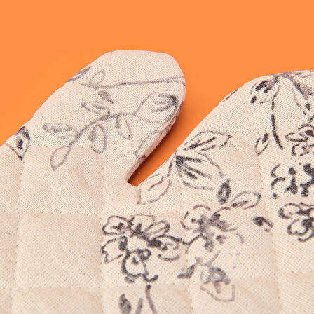 Evora Fırın Eldiveni - Ekru / Siyah - 17x30 cm