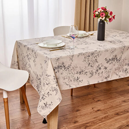 Evora Masa Örtüsü - Ekru / Siyah - 150x220 cm