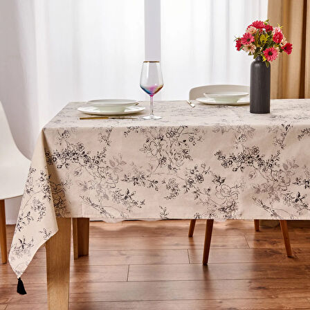 Evora Masa Örtüsü - Ekru / Siyah - 150x220 cm