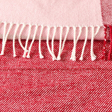 Soft Vintera Pamuklu Çift Kişilik Battaniye - Kırmızı / Yeşil - 180x220 cm