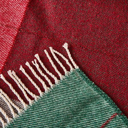 Soft Vintera Pamuklu Çift Kişilik Battaniye - Kırmızı / Yeşil - 180x220 cm