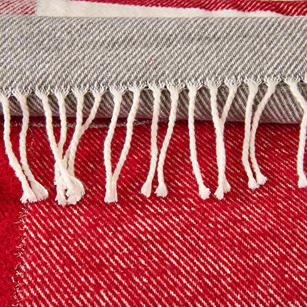 Soft Vintera Pamuklu Çift Kişilik Battaniye - Kırmızı / Lacivert - 180x220 cm