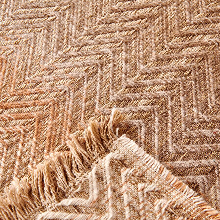 Soft Nevira Pamuklu Çift Kişilik Battaniye - Bej - 200x220 cm