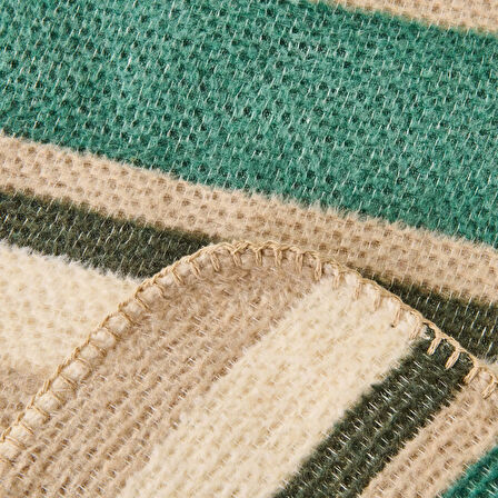 Soft Huzra Pamuklu Çift Kişilik Battaniye - Yeşil - 200x220 cm