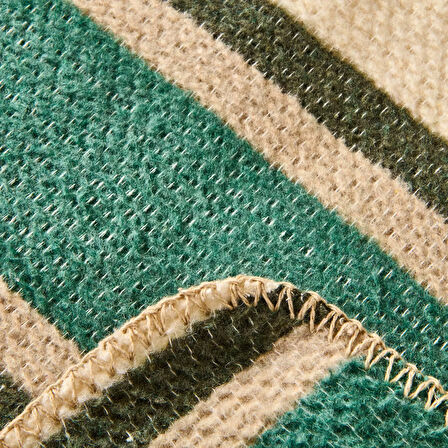 Soft Huzra Pamuklu Tek Kişilik Battaniye - Yeşil - 150x200 cm