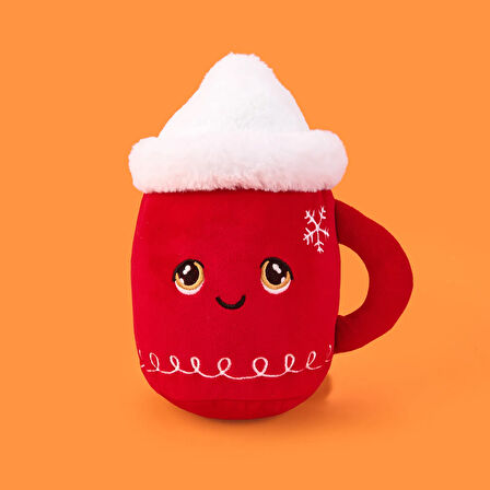 Soft Sevimli Kupa Figürlü Yastık - Kırmızı - 49x32 cm