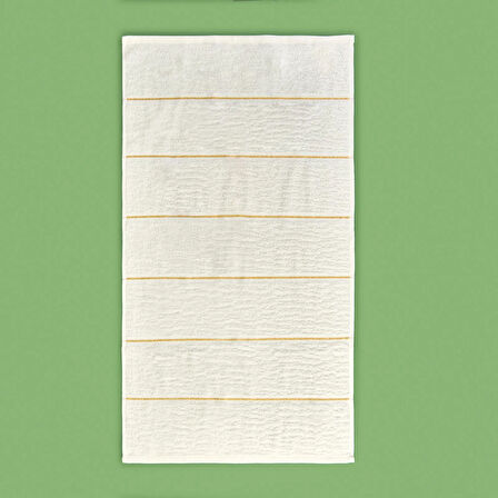 Soft Golden Star Line Yüz Havlusu - Ekru - 50x90 cm
