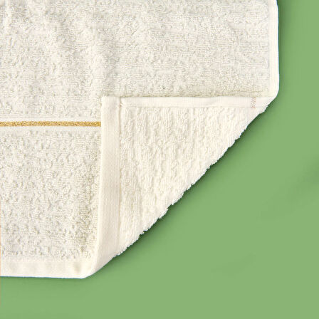 Soft Golden Star Line Yüz Havlusu - Ekru - 50x90 cm