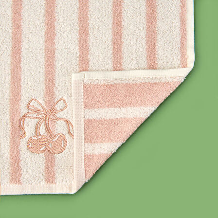 Soft Bemba El Havlusu - Ekru / Pembe - 30x50 cm