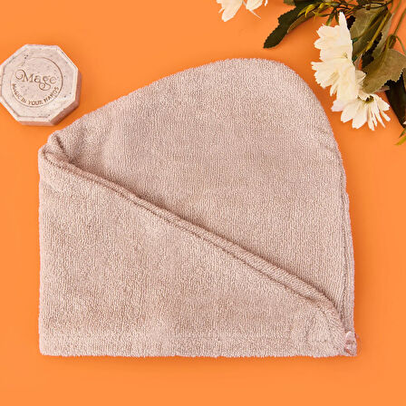 Soft Pamuk Saç Havlusu - Bej - 55x25 cm