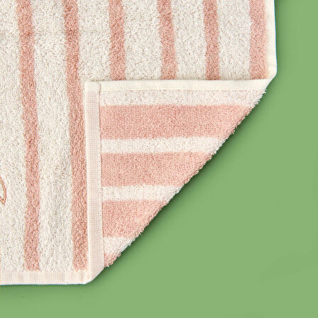 Soft Bemba Yüz Havlusu - Ekru / Pembe - 50x90 cm