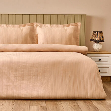 Soft Dobby Weave Çift Kişilik Nevresim Takımı - Bej