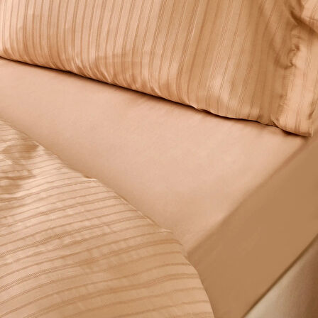 Soft Dobby Weave Çift Kişilik Nevresim Takımı - Bej