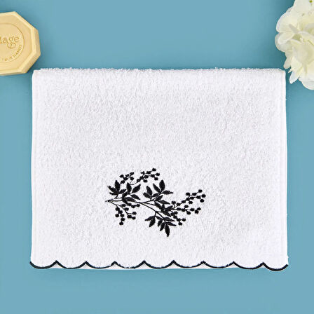 Soft French Cottage Onda El Havlusu - Ekru / Siyah - 30x50 cm