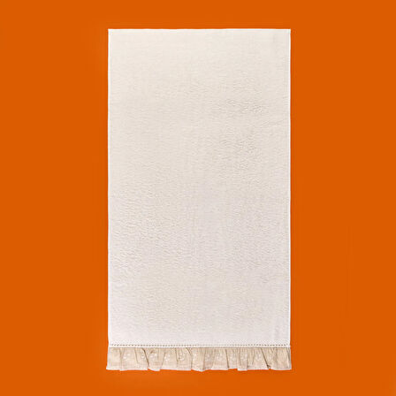 Soft French Cottage Twin Çiçek Desenli Yüz Havlusu - Ekru - 50x90 cm