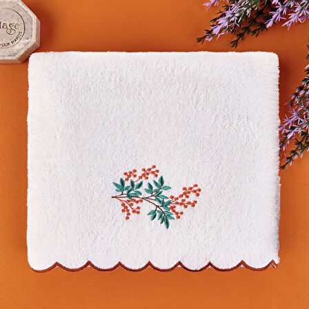 Soft Urban Delight Onda Yüz Havlusu - Ekru / Kahverengi - 50x90 cm