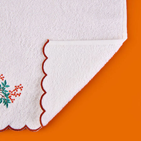 Soft Urban Delight Onda Yüz Havlusu - Ekru / Kahverengi - 50x90 cm