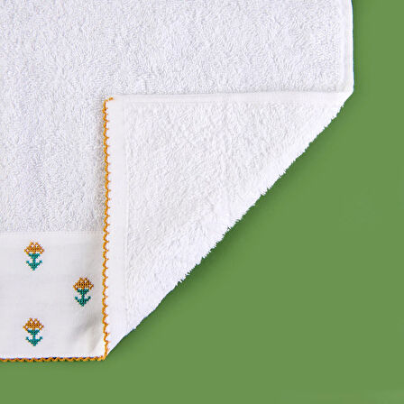 Soft Urban Delight Braga Yüz Havlusu - Ekru / Hardal - 50x90 cm