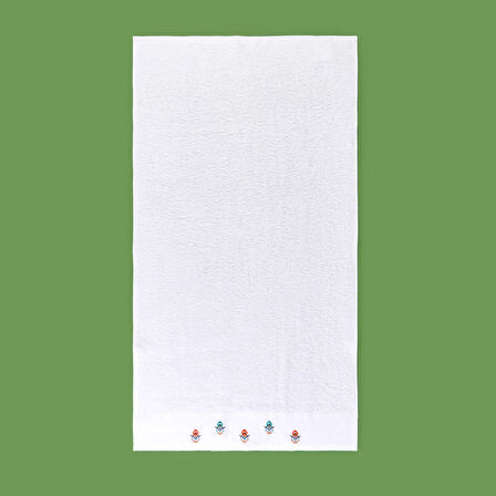 Soft Urban Delight Nakışlı Yüz Havlusu - Ekru - 50x90 cm