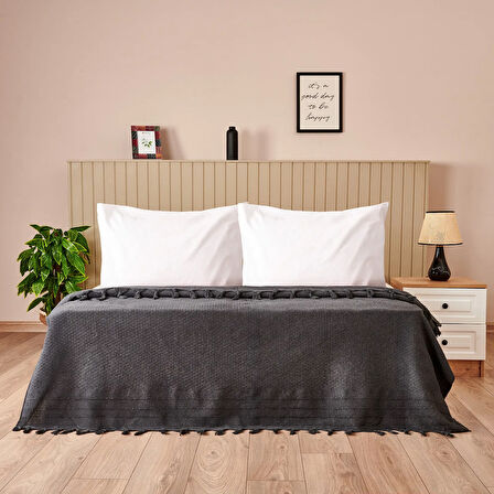 Soft Arven Çift Kişilik Yatak Örtüsü - Antrasit - 200x230 cm