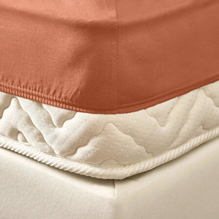 Soft Penye Çift Kişilik Lastikli Çarşaf - Somon - 160x200 cm
