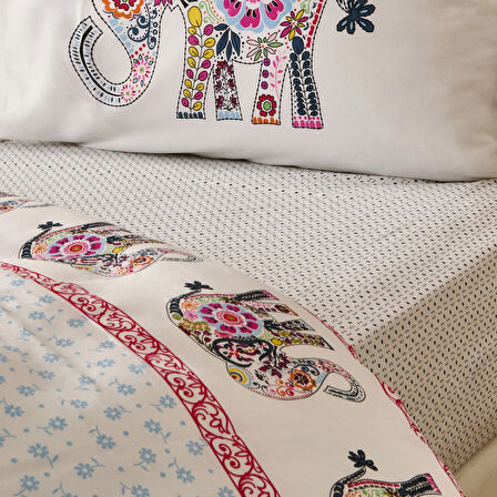 Soft Rhapsody Çift Kişilik Nevresim Takımı - Beyaz / Renkli