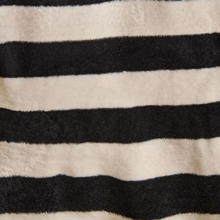 Soft Çizgili Pamuklu Tv Battaniyesi - Siyah / Beyaz - 130x170 cm