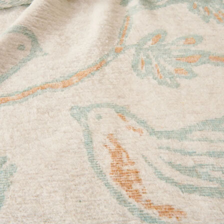 Soft Nava Pamuklu Çift Kişilik Battaniye - Ekru / Yeşil - 200x220 cm