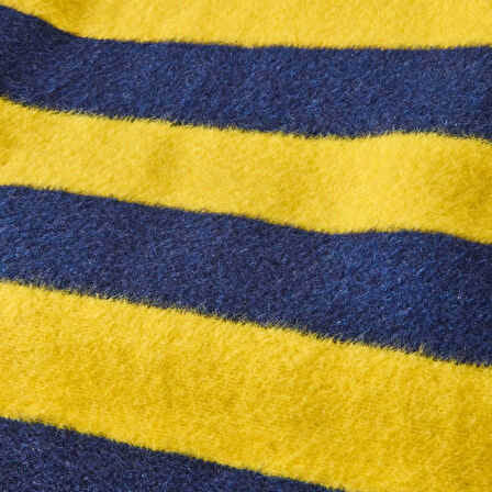 Soft Çizgili Pamuklu Tv Battaniyesi - Sarı / Lacivert - 130x170 cm