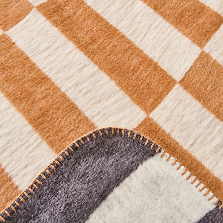 Soft Lemi Pamuklu Çift Kişilik Battaniye - Hardal / Antrasit - 200x220 cm