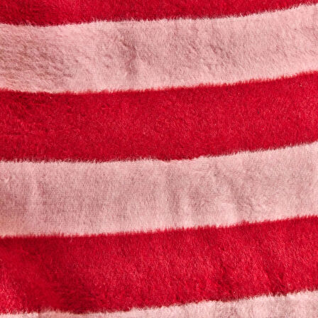 Soft Çizgili Pamuklu Tv Battaniyesi - Pembe / Kırmızı - 130x170 cm