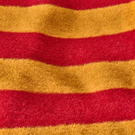 Soft Çizgili Pamuklu Tv Battaniyesi - Sarı / Kırmızı - 130x170 cm