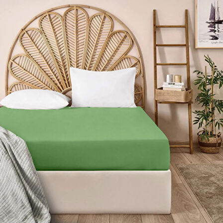 Soft Penye Çift Kişilik Lastikli Çarşaf - Yeşil - 160x200 cm