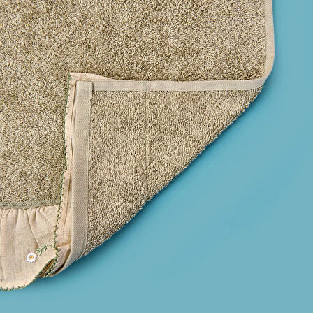 Soft Green Culture Twin Papatya Desenli Yüz Havlusu - Yeşil - 50x90 cm