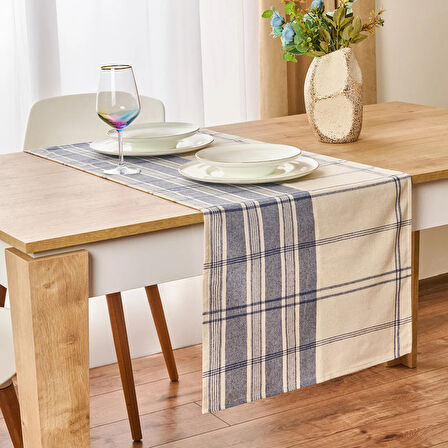 Deniz Runner - Ekru / Mavi - 45x150 cm