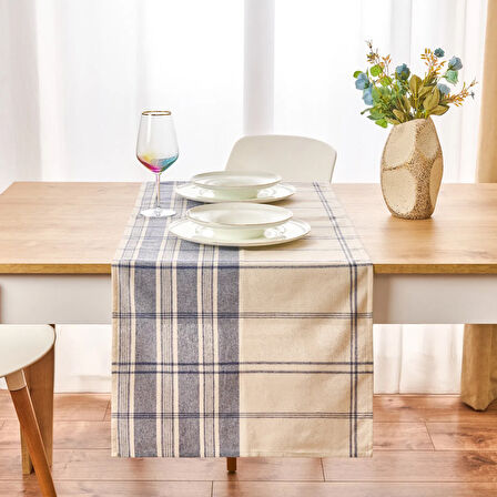 Deniz Runner - Ekru / Mavi - 45x150 cm