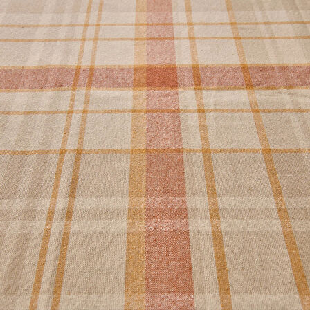 Ekose Masa Örtüsü - Ekru / Kiremit - 150x200 cm