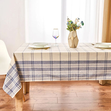 Deniz Masa Örtüsü - Ekru / Mavi - 150x200 cm