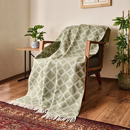 Soft Zivra Pamuklu Tv Battaniyesi - Yeşil - 130x170 cm