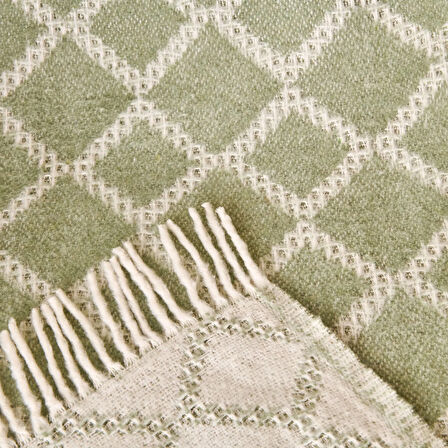 Soft Zivra Pamuklu Tv Battaniyesi - Yeşil - 130x170 cm