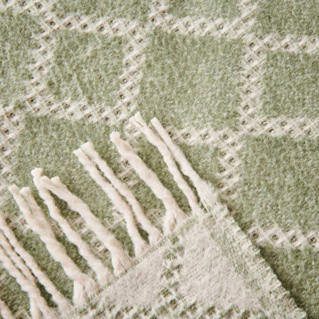 Soft Zivra Pamuklu Tek Kişilik Battaniye - Yeşil - 150x200 cm