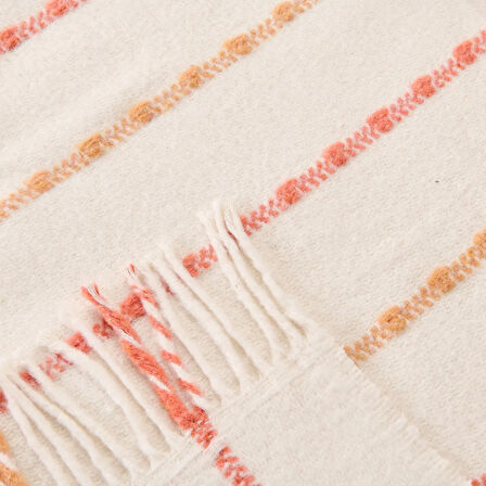 Soft Elvia Pamuklu Tek Kişilik Battaniye - Krem - 150x200 cm